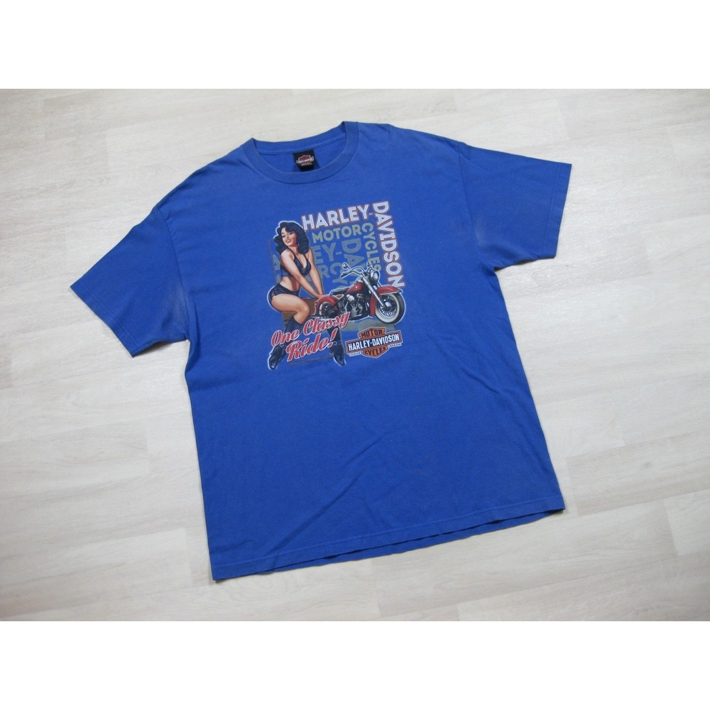 Harley-Davidson Motorcycles T Shirt Men's (XL) One Classy Ride Pinup Biker Ohio - Picture 2 of 15